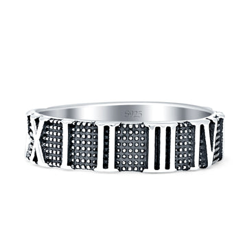 Roman Numerals Numbers Band Oxidized 925 Sterling Silver Wholesale